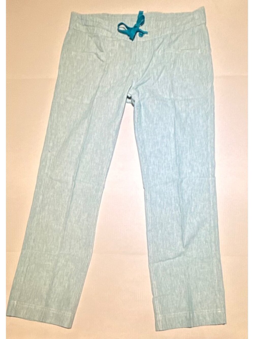 Freedom Trail by Kyodan womens L blue stripe linen cotton pants flat front mid